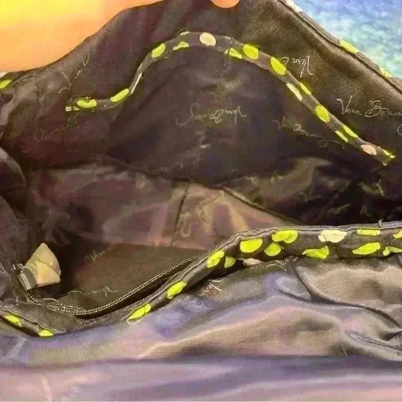 Vera Bradley Navy Blue Green Lucky Dots Turnlock Flap Crossbody Shoulder Bag - Picture 10 of 14